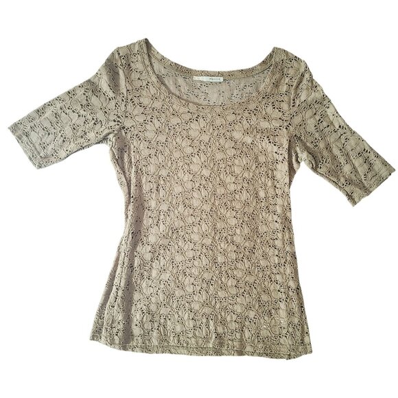 Maurices Green Lace Top Size Medium 3/4 sleeve Round Neck Guipure/Venice Lace - Picture 1 of 10